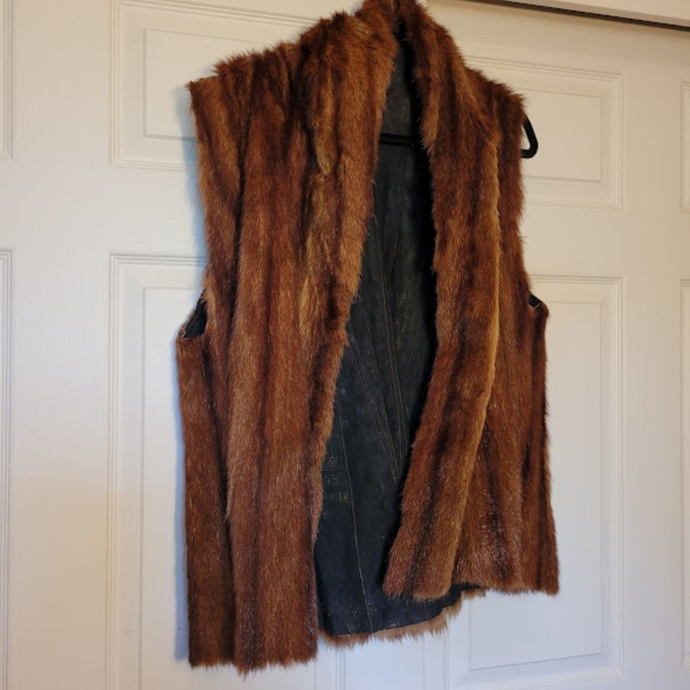 SOLD: Vintage Handmade Fur Vest Costume Renaissance Outlander Cottagecore Hunt - Picture 3 of 15